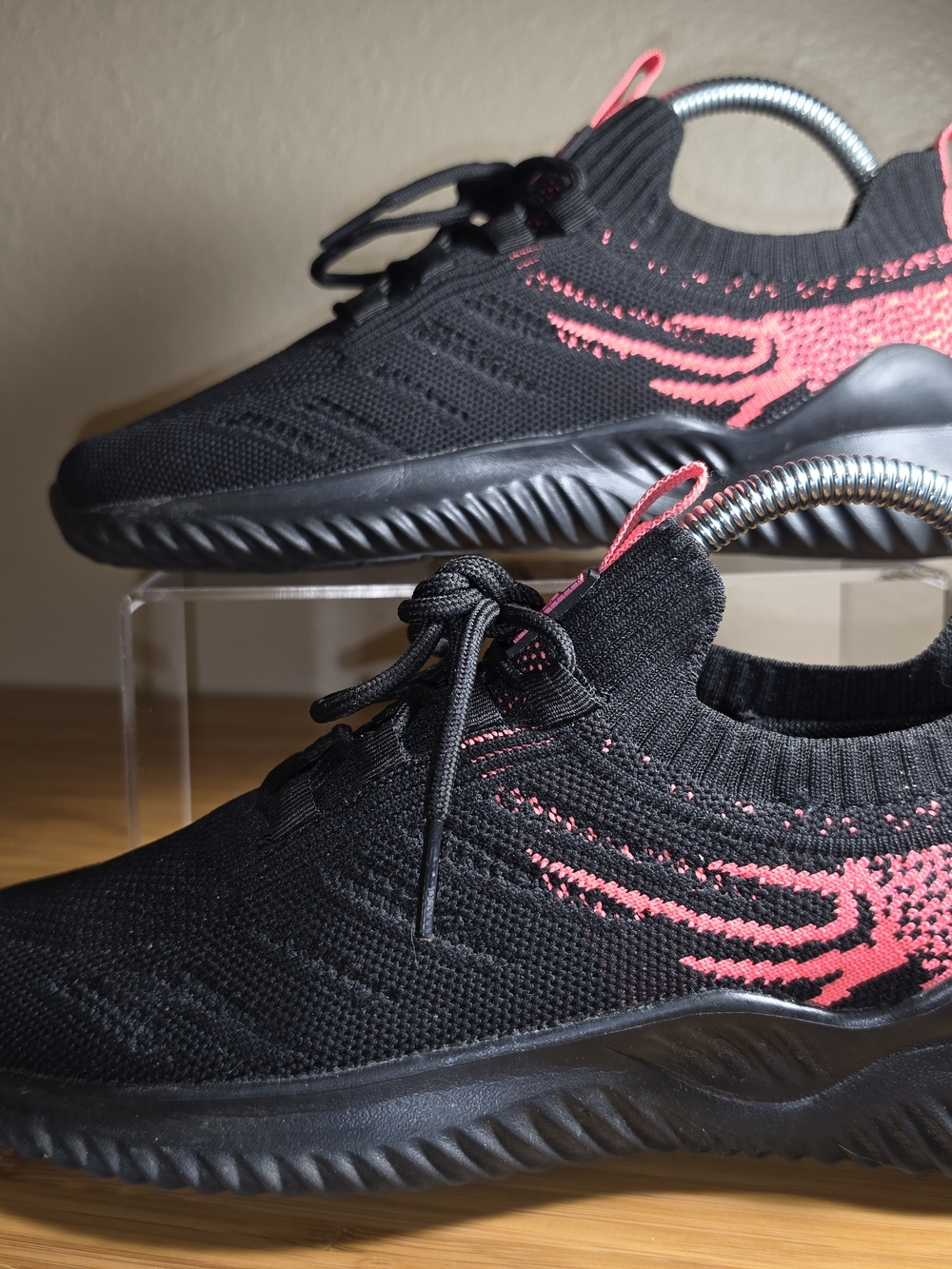 Women's Black & Pink Knit Slip-On Sneakers - Picture 10 of 14